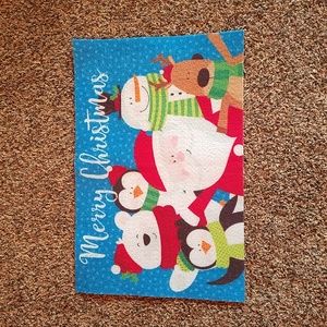 NEW! Welcome mat. "Merry Christmas" with holiday friends.